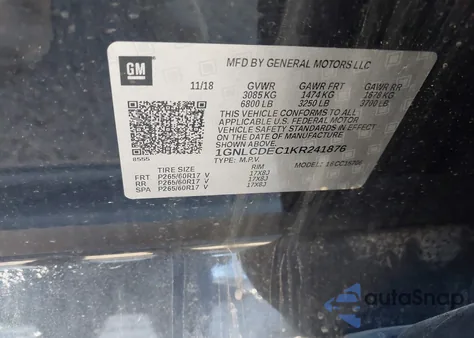 2019 Chevrolet Tahoe Commercial Fleet z USA, uszkodzony, nr VIN 1GNLCDEC1KR241876